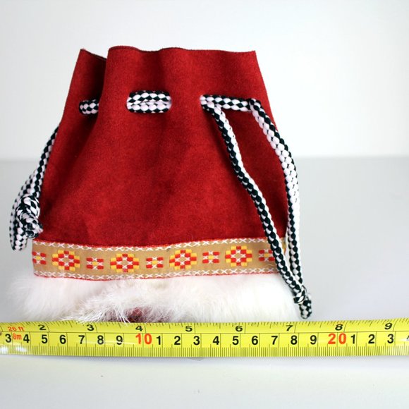 Christmas Drawstring Fluffy Leather Pouch Bag - Picture 2 of 2